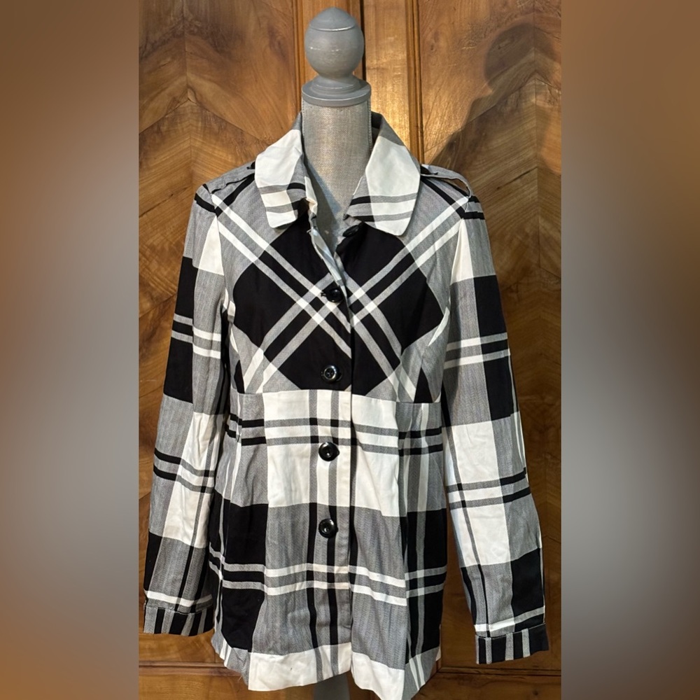 Sandro Sportswear Black White Plaid Jacket Size L